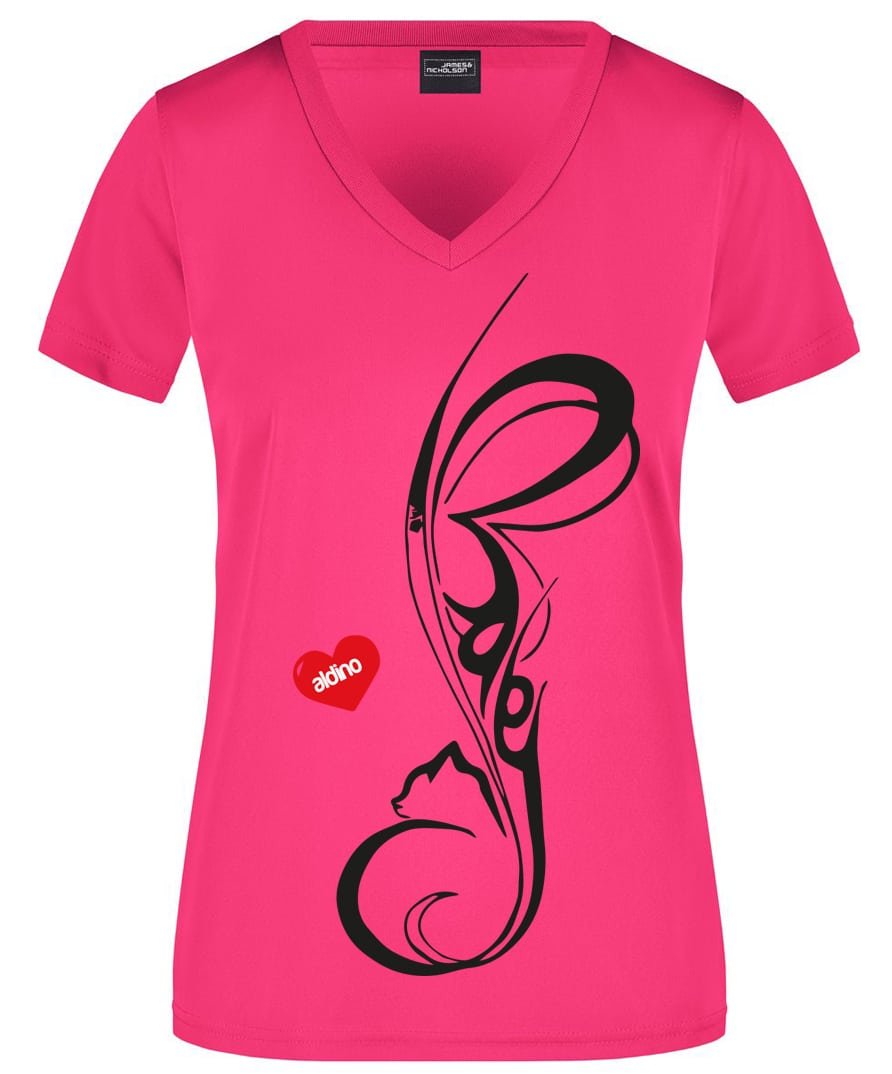 T-SHIRT scollo a V fucsia 1byaldino articoli per allevatori 3V