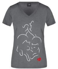 T-SHIRT scollo a V grigio