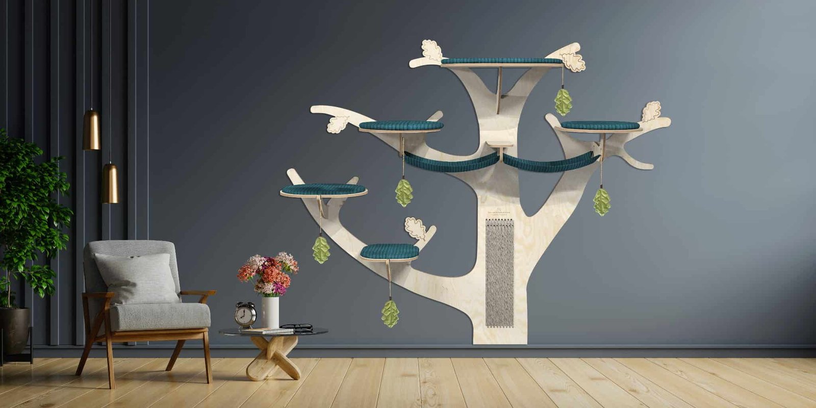 ecocatcollection OAK TREE 2 | Tiragraffi da parete 2byaldino articoli per allevatori ecocatcollection OAK TREE 2 | Tiragraffi da parete - immagine 2