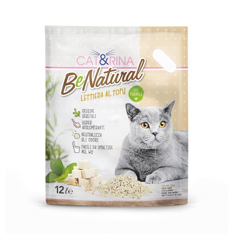 Cat&Rina, BeNatural lettiera al tofu per gatti | 10 litri | 12 sacchi